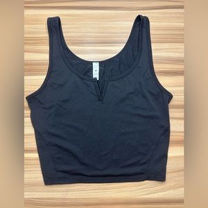 lululemon black cropped henley tank